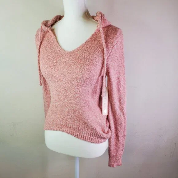 Crave Fame Juniors Blush Hooded Sweater XS - Picture 3 of 10